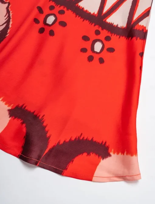Chiffon Orange Printing Elegant Bohemia Midi Skirt