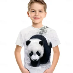 Children's Day Boys 3D Animal Color Block Cat T shirt Tee Short Sleeve 3D Print Summer Active Cute Basic Polyester Spandex Kids Toddler