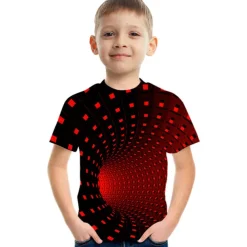 Children's Day Boys 3D Graphic Optical Illusion T shirt Tee Short Sleeve 3D Print Summer Sports Streetwear Punk & Gothic Polyester Kids 3-12 Years Daily
