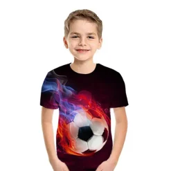 Children's Day Boys 3D Graphic Football 3D T shirt Tee Short Sleeve 3D Print Summer Active Sports Casual Daily Polyester Kids 2-13 Years