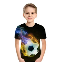 Children's Day Boys 3D Graphic Football 3D T shirt Tee Short Sleeve 3D Print Summer Active Sports Casual Daily Polyester Kids 2-13 Years