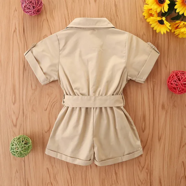 Children's Day Girls' 3D Solid Colored Overall & Jumpsuit Summer Basic Cotton Toddler School