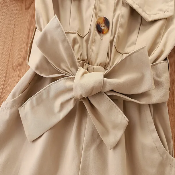 Children's Day Girls' 3D Solid Colored Overall & Jumpsuit Summer Basic Cotton Toddler School