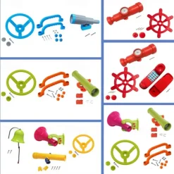 Children's toy set combination round steering wheel plastic telescope sounding horn bell toy accessories