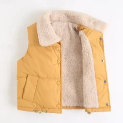 Child's Girls' Vest Coat Sleeveless Black White Yellow Solid Color Pocket Fall Winter Neutral School 4-12 Years