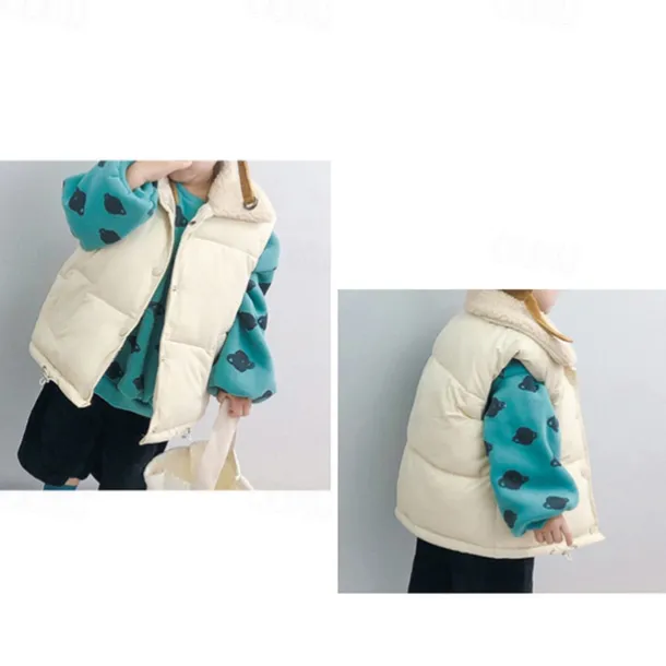 Child's Girls' Vest Coat Sleeveless Black White Yellow Solid Color Pocket Fall Winter Neutral School 4-12 Years