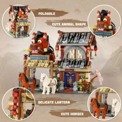 Chinese Street View Ancient Post Station Mini Building Blocks Building Toys Model Set for Girls Boys 6-12 Years Old 997 PCS Simulation Architecture Construction Toy Gift Idea for Adults