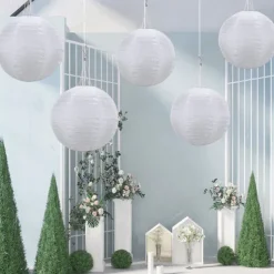 Chinese Style Globe Light Outdoor Solar Power 12inch 30CM Printed Lantern Hanging Lamp IP65 Waterproof Nylon LED Light For Outdoor Garden Party Yard Warm White Decoration Lighting