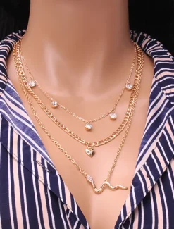 Choker Necklace Chrome Gold Women's Elegant Artistic Layered Necklace For Wedding Party Valentine's Day