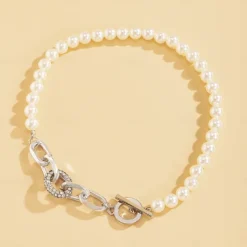 Choker Necklace Imitation Pearl Rhinestones Women's Elegant Vintage Beads Wedding Circle Necklace For Wedding Party