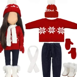 Christmas 18 Inch Doll Clothes and Accessories Winter Doll Outfits Set Sweaters Trousers Hats Shoes for 18 Inch Doll Gifts(WITHOUT DOLL)