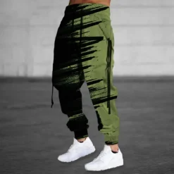 Christmas Brushstrokes Mens Graphic Pants | Casual Sports Outdoor Black Cotton | Graffiti | Sweatpants Joggers Trousers Drawstring Side Pockets Elastic Waist Prints Comfort Breathable Daily Blend