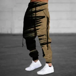 Christmas Brushstrokes Mens Graphic Pants | Casual Sports Outdoor Black Cotton | Graffiti | Sweatpants Joggers Trousers Drawstring Side Pockets Elastic Waist Prints Comfort Breathable Daily Blend