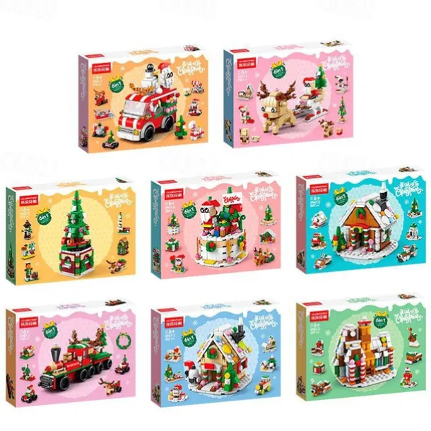 Christmas Building Blocks Sets Building Brickheadz Kit Santa/Reindeer/Snowman/Gingerbread Man Blocks Bricks Set Christmas Decorations and Gifts for Kids Boys Girls Adult