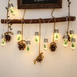 Christmas Bulb Fairy String Lights Christmas Tree Snowflake Rose Fairy Lights 1.5m 10LEDs Battery Powered Home Indoor Outdoor Decor New Year Party Xmas Tree Decoration Garland Lights