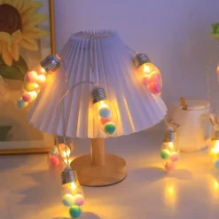 Christmas Bulb Fairy String Lights Christmas Tree Snowflake Rose Fairy Lights 1.5m 10LEDs Battery Powered Home Indoor Outdoor Decor New Year Party Xmas Tree Decoration Garland Lights