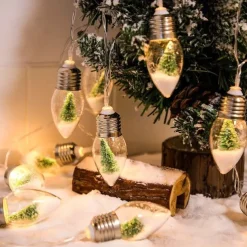 Christmas Bulb Fairy String Lights Christmas Tree Snowflake Rose Fairy Lights 1.5m 10LEDs Battery Powered Home Indoor Outdoor Decor New Year Party Xmas Tree Decoration Garland Lights