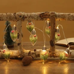 Christmas Bulb Fairy String Lights Christmas Tree Snowflake Rose Fairy Lights 1.5m 10LEDs Battery Powered Home Indoor Outdoor Decor New Year Party Xmas Tree Decoration Garland Lights