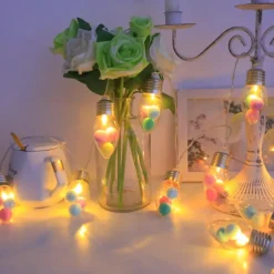 Christmas Bulb Fairy String Lights Christmas Tree Snowflake Rose Fairy Lights 1.5m 10LEDs Battery Powered Home Indoor Outdoor Decor New Year Party Xmas Tree Decoration Garland Lights