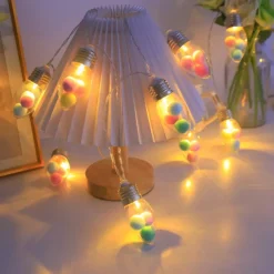 Christmas Bulb Fairy String Lights Christmas Tree Snowflake Rose Fairy Lights 1.5m 10LEDs Battery Powered Home Indoor Outdoor Decor New Year Party Xmas Tree Decoration Garland Lights