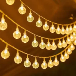 Christmas Crystal Ball Bubble Fairy String Lights 5m 50LEDs Battery Powered Garland Lights Christmas Tree New Year Party Home Garden Balcony Pendant Outdoor Camping Wedding Holiday Decoration