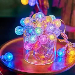 Christmas Crystal Ball Bubble Fairy String Lights 5m 50LEDs Battery Powered Garland Lights Christmas Tree New Year Party Home Garden Balcony Pendant Outdoor Camping Wedding Holiday Decoration