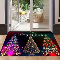 Christmas Decor Christmas Doormats Floor Mats, Anti-Slip Christmas Welcome Floor Mats Christmas Tree Front Doormat For Indoor Outdoor Home Garden