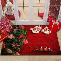 Christmas Decor Christmas Doormats Floor Mats, Anti-Slip Christmas Welcome Floor Mats Christmas Tree Front Doormat For Indoor Outdoor Home Garden
