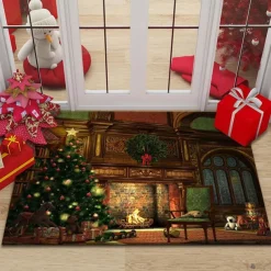 Christmas Decor Christmas Doormats Floor Mats, Anti-Slip Christmas Welcome Floor Mats Christmas Tree Front Doormat For Indoor Outdoor Home Garden