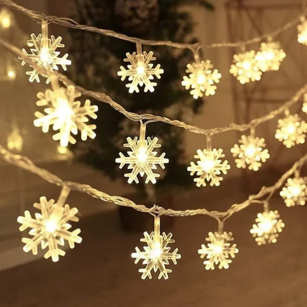 Christmas Decor Lights Snowflake Fairy String Lights Battery / USB Powered 10/20/40 LED Christmas New Year Party Holiday Home Garden Balcony Tree Decoration