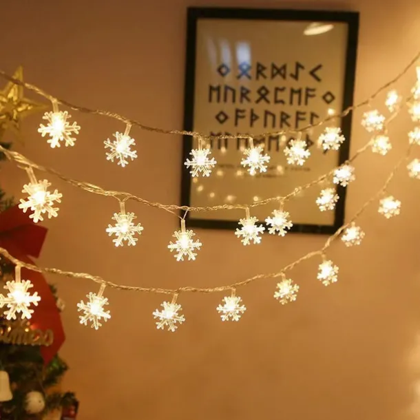 Christmas Decor Lights Snowflake Fairy String Lights Battery / USB Powered 10/20/40 LED Christmas New Year Party Holiday Home Garden Balcony Tree Decoration