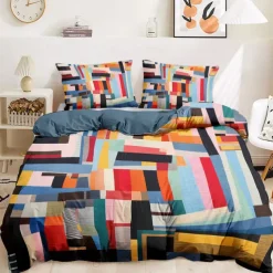 Christmas Duvet Cover Set with Festive Stripe Pattern Cozy Christmas Comforter Set Full Holiday Bedding Includes Duvet Cover and Pillowcases Perfect for Adding Seasonal Cheer to Your Bedroom