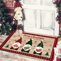 Christmas Floor Mat Doorway Floor Mat Santa Claus Snowman Porch Balcony Non-slip Absorbent Carpet Holiday Decoration Printed Foot Mat Holiday Decoration