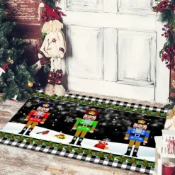 Christmas Floor Mat Doorway Floor Mat Santa Claus Snowman Porch Balcony Non-slip Absorbent Carpet Holiday Decoration Printed Foot Mat Holiday Decoration