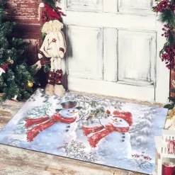Christmas Floor Mat Doorway Floor Mat Santa Claus Snowman Porch Balcony Non-slip Absorbent Carpet Holiday Decoration Printed Foot Mat Holiday Decoration