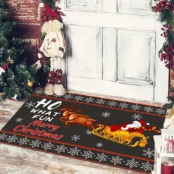Christmas Floor Mat Doorway Floor Mat Santa Claus Snowman Porch Balcony Non-slip Absorbent Carpet Holiday Decoration Printed Foot Mat Holiday Decoration