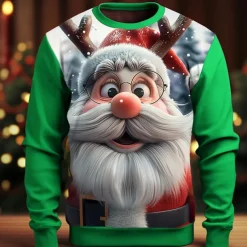 Christmas Men's 3D Print 3D 3D Cartoon Sweatshirts Sweatshirt Sweatshirt Long Sleeve Sweatshirt Crew Neck 3D Funny 3D Print Christmas Vacation Party Crewneck 3D Print 3D Winter Spring & Fall
