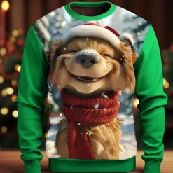Christmas Men's Dog 3D Print 3D Sweatshirts Sweatshirt Sweatshirt Long Sleeve Sweatshirt Crew Neck 3D Funny 3D Print Christmas Vacation Party Crewneck 3D Print 3D Winter Spring & Fall