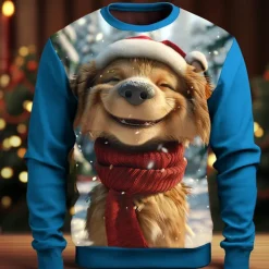 Christmas Men's Dog 3D Print 3D Sweatshirts Sweatshirt Sweatshirt Long Sleeve Sweatshirt Crew Neck 3D Funny 3D Print Christmas Vacation Party Crewneck 3D Print 3D Winter Spring & Fall
