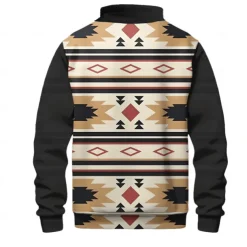 Christmas Men's Plaid Ethnic Sweatshirt Sweatshirt Long Sleeve Sweatshirt Stand Collar Daily Basic Ethnic Print Vacation Holiday Buttons Spring Fall Winter