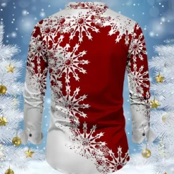 Christmas Men's Snowflake Satin Shirt Dress Shirt Button Up Shirt Long Sleeve Casual Vacation Party Evening Wear Dailywear Summer Spring Fall Collared Shirts 3D Print Yellow Red Blue Purple Green