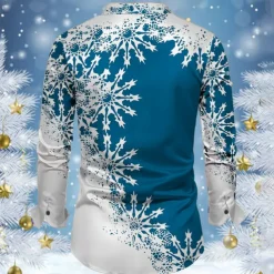 Christmas Men's Snowflake Satin Shirt Dress Shirt Button Up Shirt Long Sleeve Casual Vacation Party Evening Wear Dailywear Summer Spring Fall Collared Shirts 3D Print Yellow Red Blue Purple Green