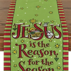 Christmas Snowman Merry Table Runner, Seasonal Winter Holiday Kitchen Dining Table Decoration for Indoor Outdoor Home Party Decor Decoration