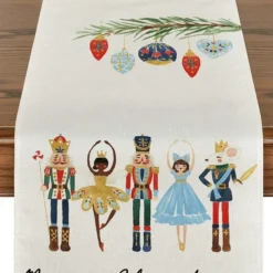 Christmas Snowman Merry Table Runner, Seasonal Winter Holiday Kitchen Dining Table Decoration for Indoor Outdoor Home Party Decor Decoration