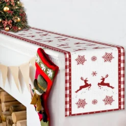 Christmas Table Runner Festive Holiday Table Decor Adds Seasonal Charm to Your Dining or Coffee Table Perfect for Christmas Gatherings and Winter Celebrations