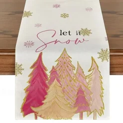 Christmas Table Runner Festive Holiday Table Decor Adds Seasonal Charm to Your Dining or Coffee Table Perfect for Christmas Gatherings and Winter Celebrations