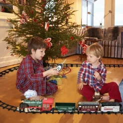 Christmas Train Set - Rechargeable Battery and Remote - Around The Christmas Tree with Water Steam Music & Lights - Electric Train Toy Gift Toys for Age 3 4 5 6 7 8 Kids Toddlers for Christmas Gifts