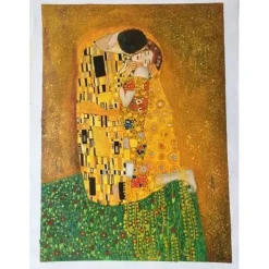 Christmas World Famous Painting Series 100% Hand Painted Gustav Klimt's kiss Abstract Oil Painting on Canvas Wall Pictures For Living Room Home Decor Gift