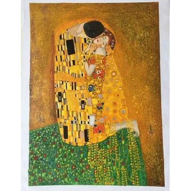 Christmas World Famous Painting Series 100% Hand Painted Gustav Klimt's kiss Abstract Oil Painting on Canvas Wall Pictures For Living Room Home Decor Gift