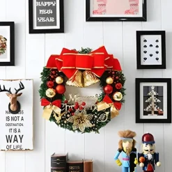 Christmas Wreath Hanging Ornament Christmas Wreath Christmas Ball Ornaments Handmade Floral Christmas Wreath for Christmas Indoor Outdoor Decor